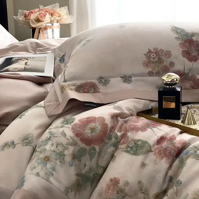 Satin Floral Duvet Cover