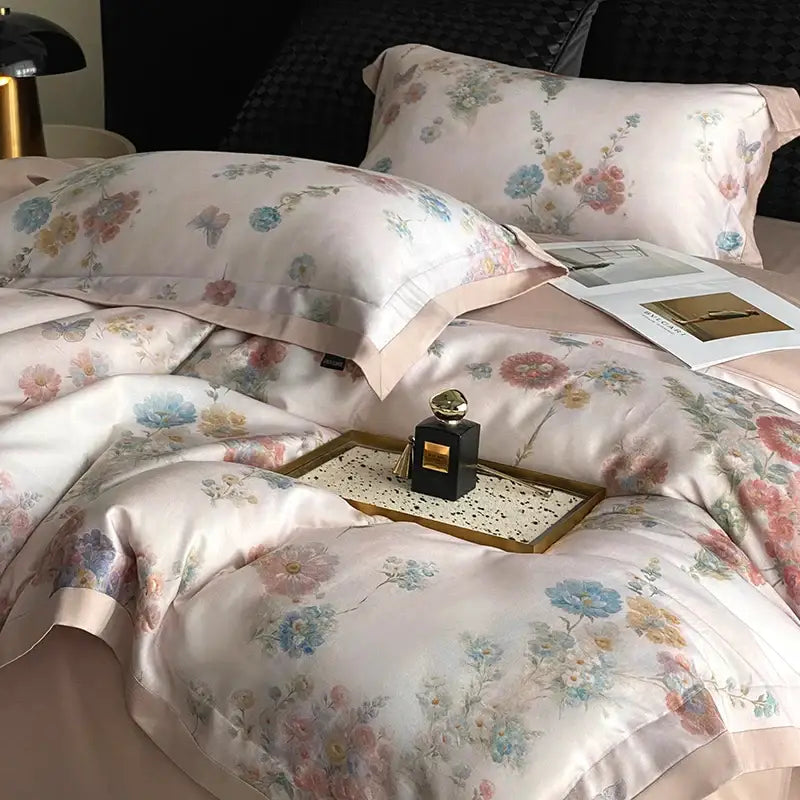 Satin Floral Duvet Cover