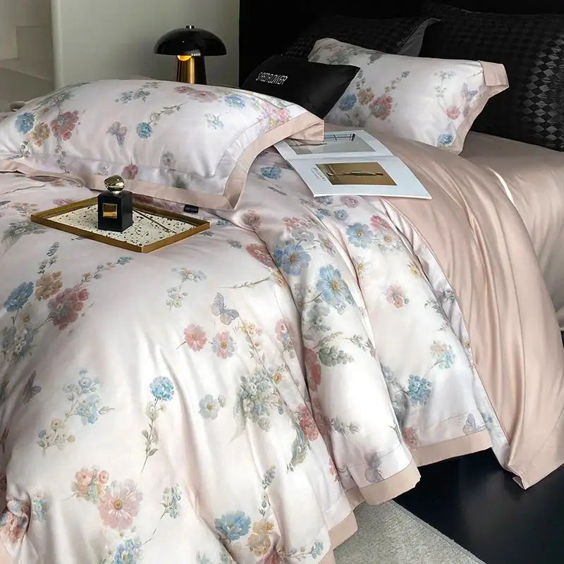 Satin Floral Duvet Cover