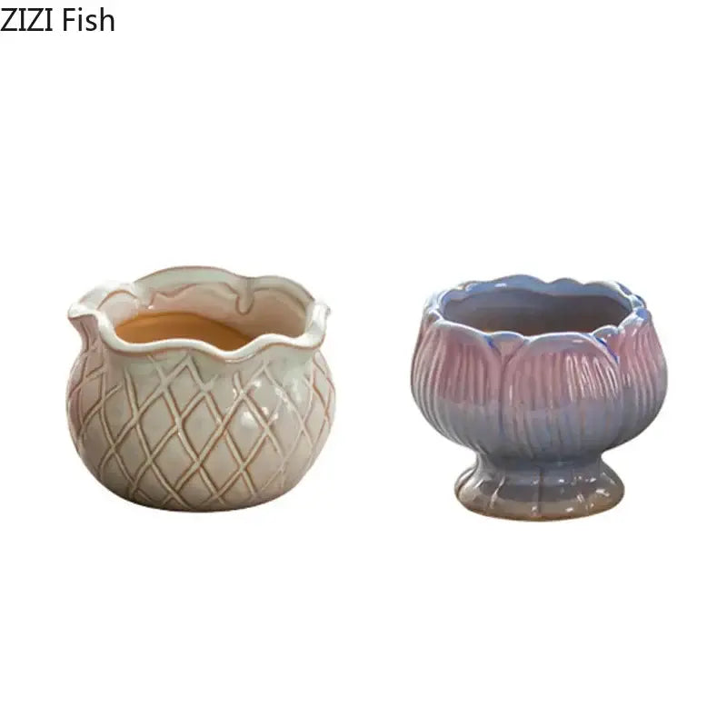 Gradient Lotus Ceramic Pot
