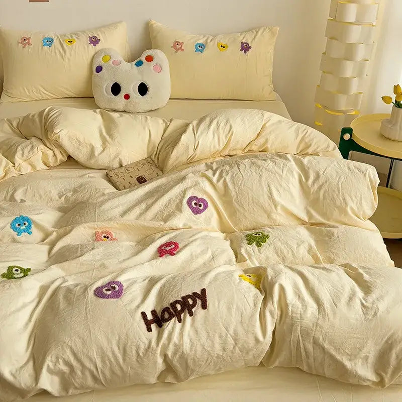 Green Embroidery Cotton Bedding