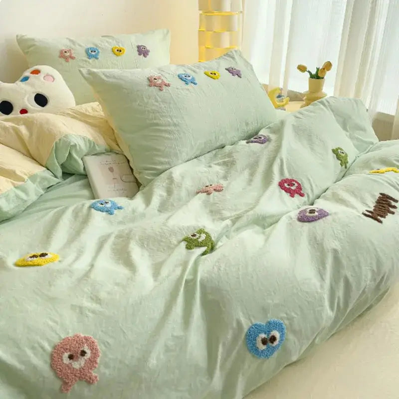 Green Embroidery Cotton Bedding