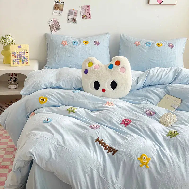 Green Embroidery Cotton Bedding