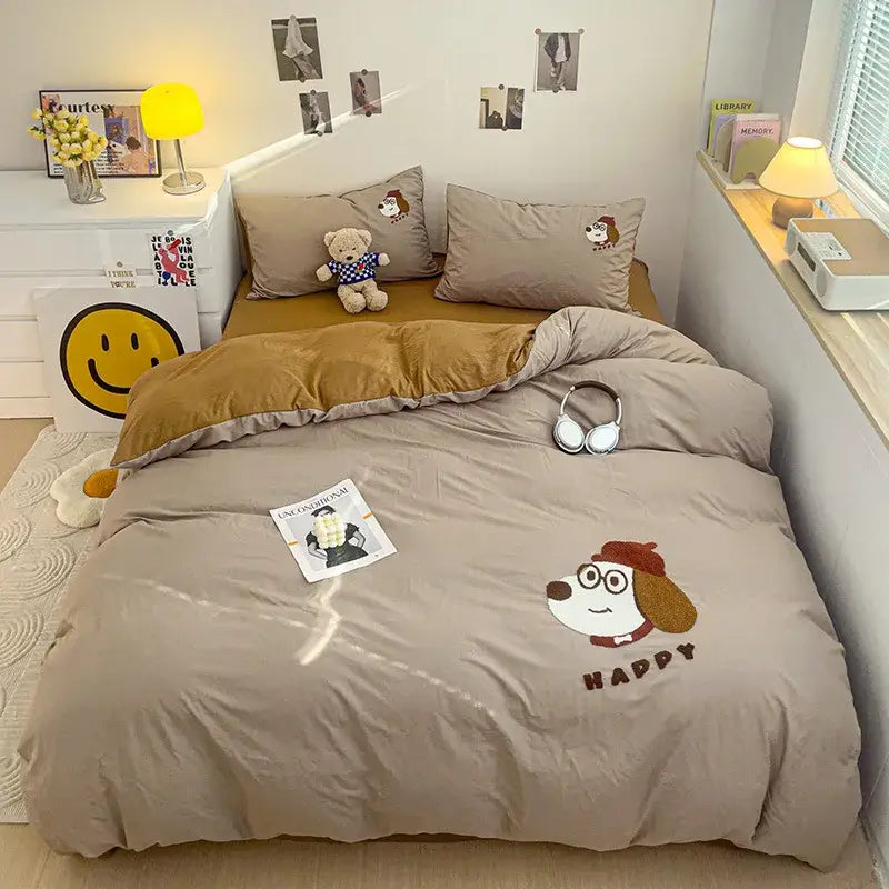 Green Embroidery Cotton Bedding