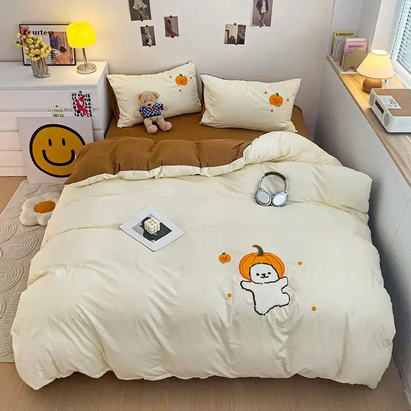 Green Embroidery Cotton Bedding