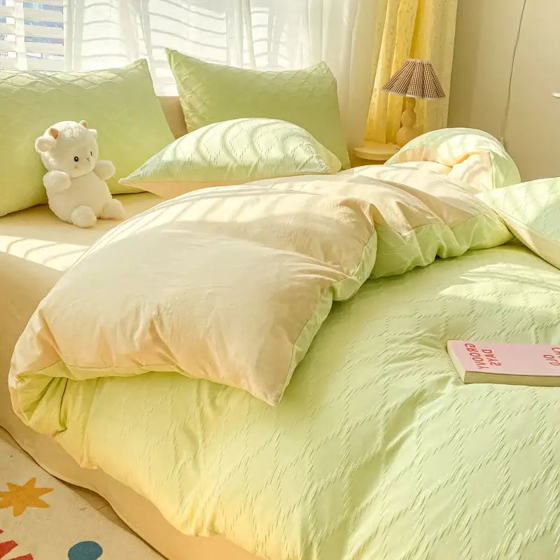 Pastel Green Quilted Bedding