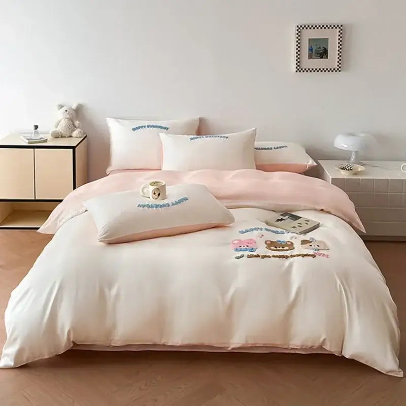 Pink Cartoon Tencel Bedding 2.0m