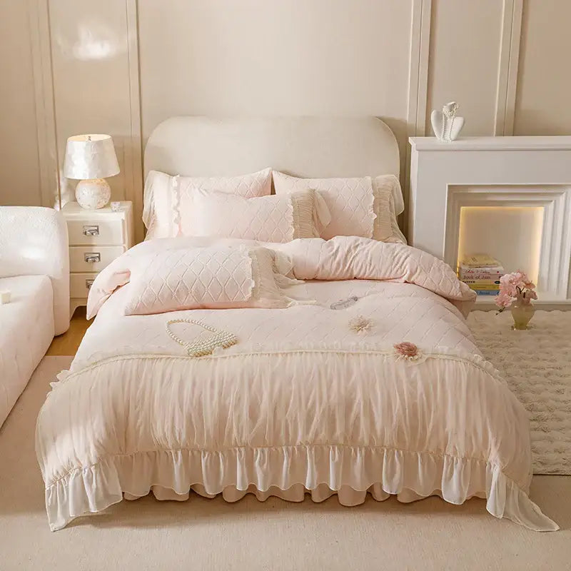 Pink Velvet Lace Bedding