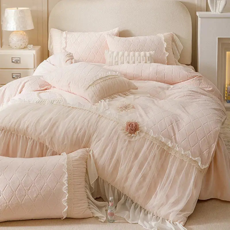 Pink Velvet Lace Bedding