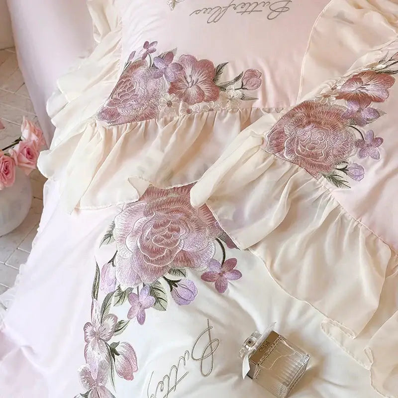 Pink Lace Ruffle Bedding