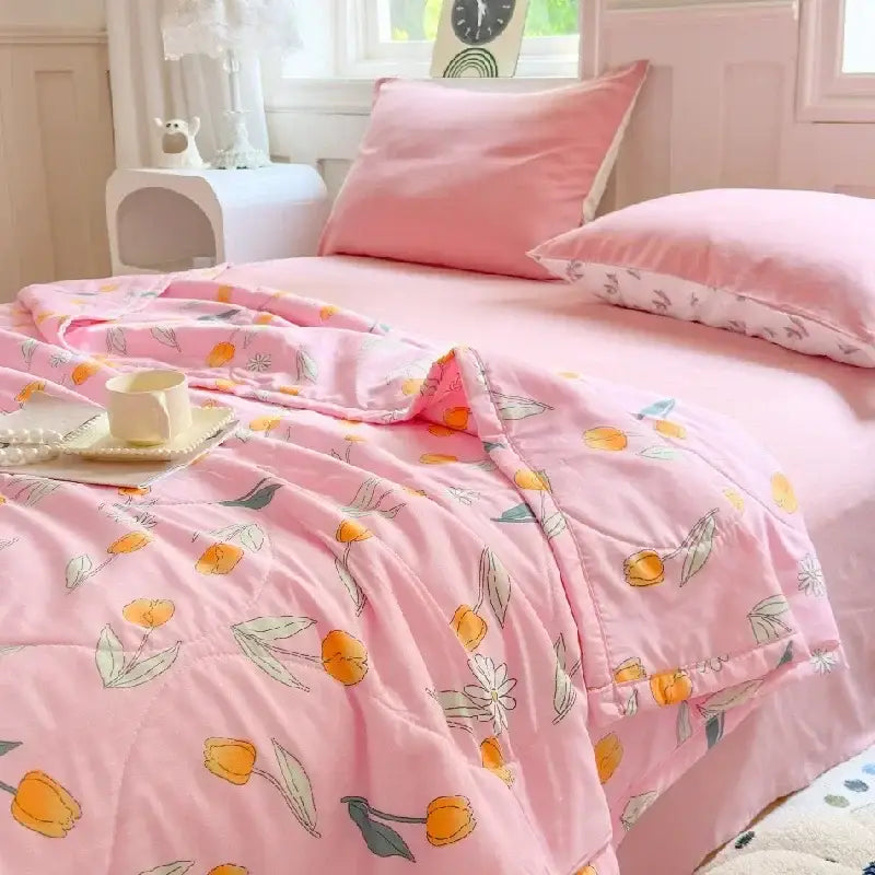 Pink Cartoon Bear Quilt