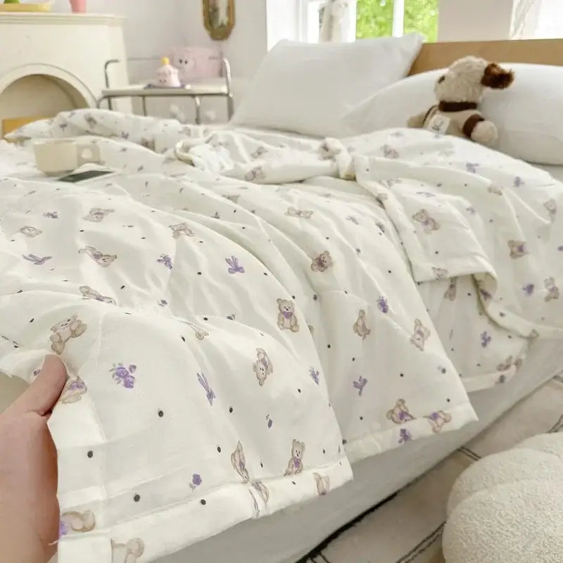Pink Cartoon Bear Quilt