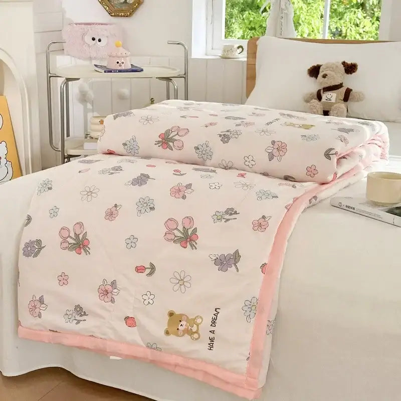 Pink Cartoon Bear Quilt