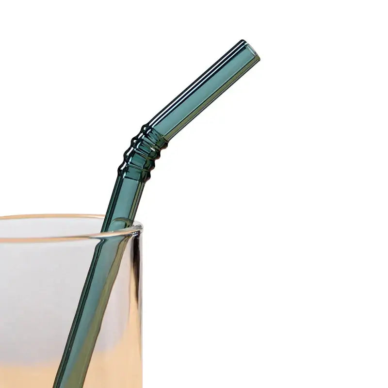 Ridged Glass Straws Set