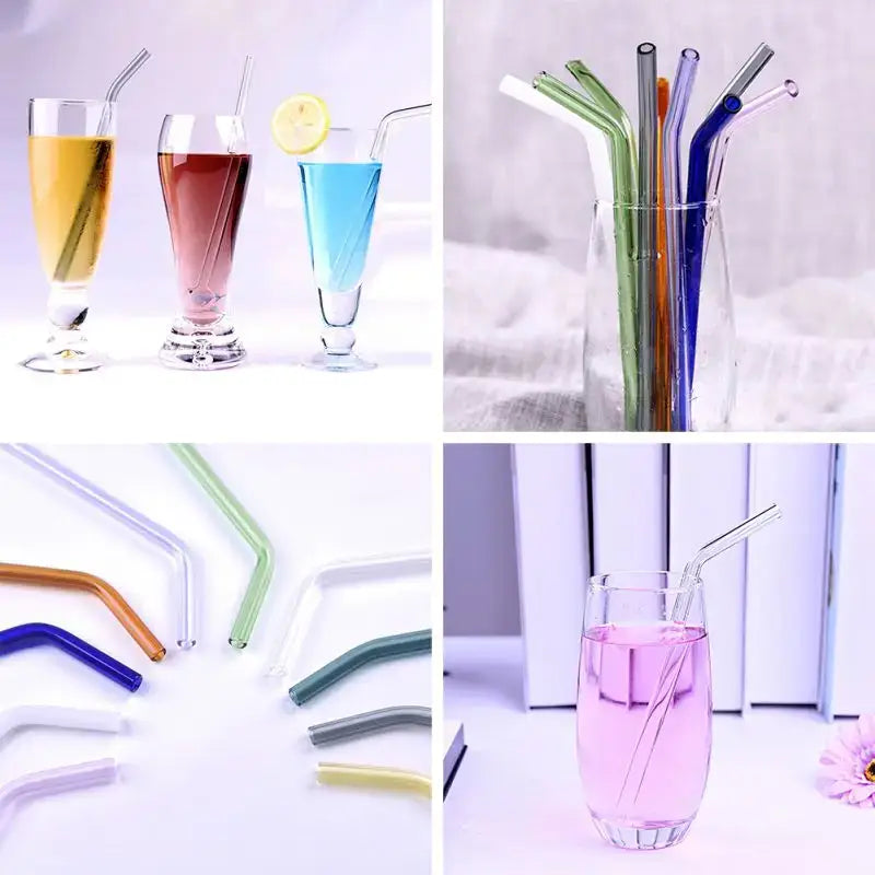 Ridged Glass Straws Set