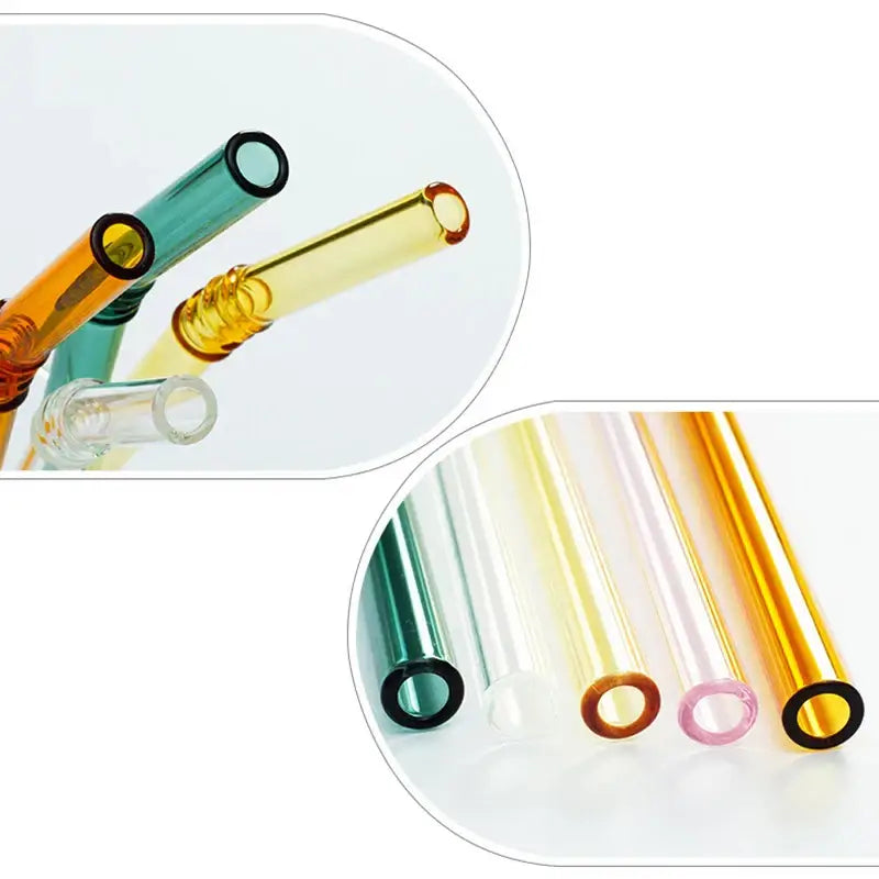 Ridged Glass Straws Set