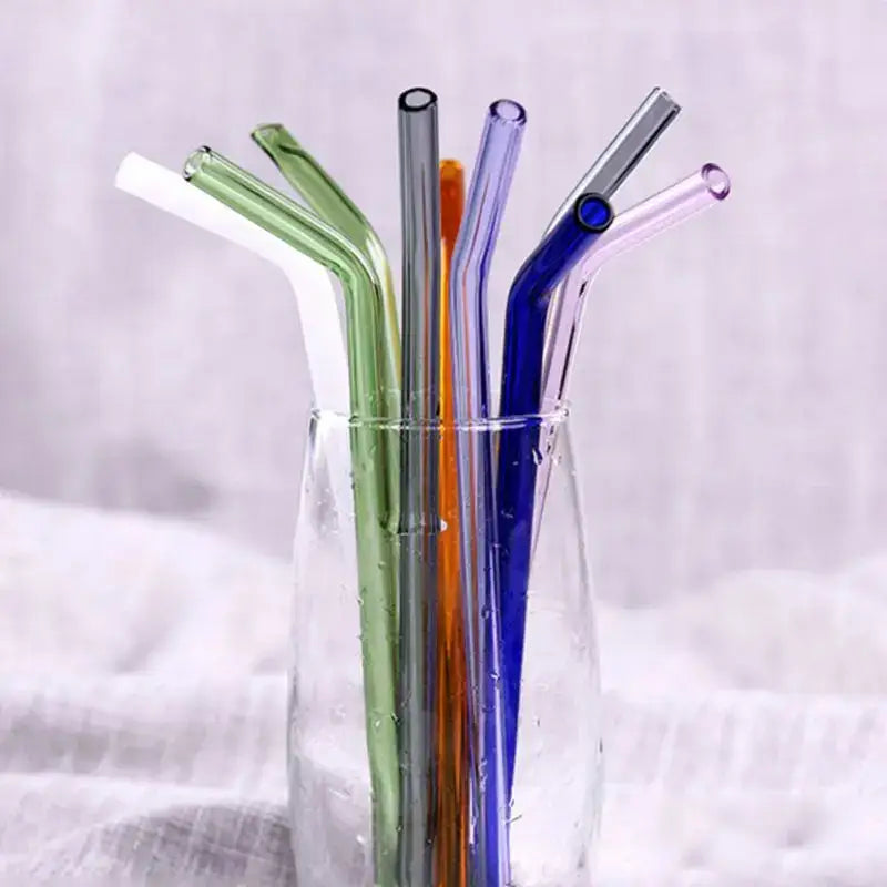 Ridged Glass Straws Set