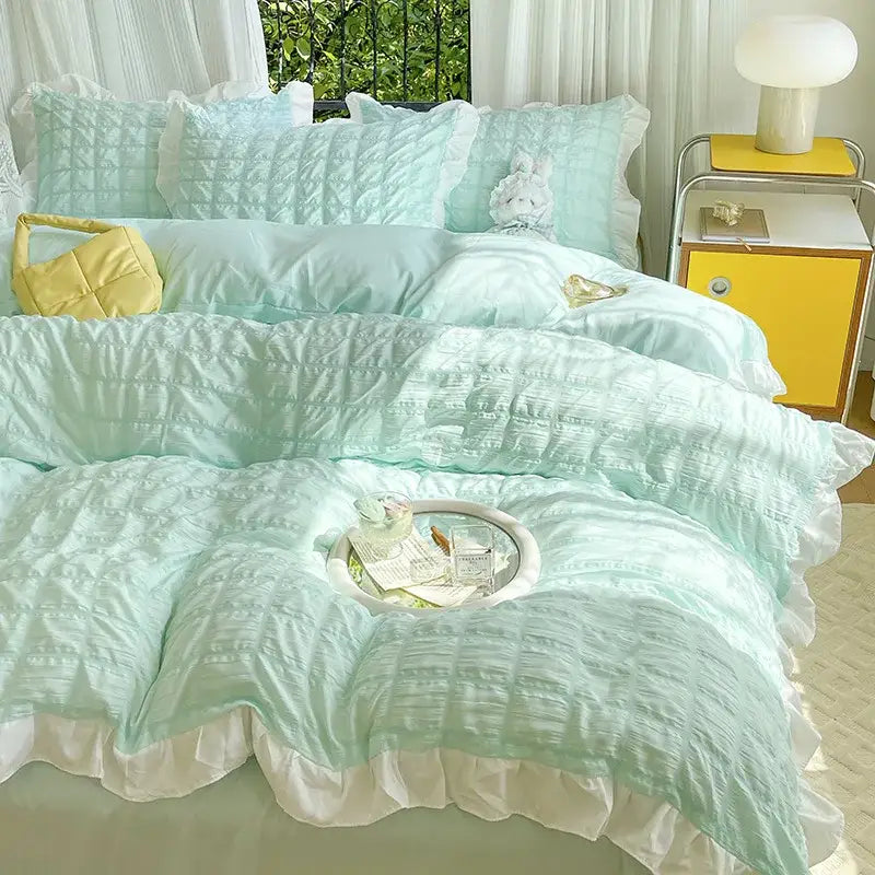 Yellow Cotton Lace Bedding