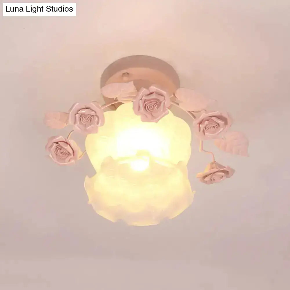 Pink Rose Glass Ceiling Light