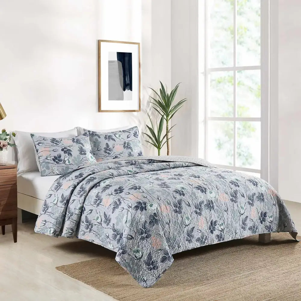 Rust Floral Coverlet Set