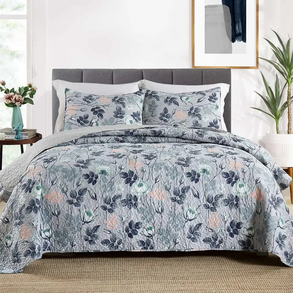 Rust Floral Coverlet Set