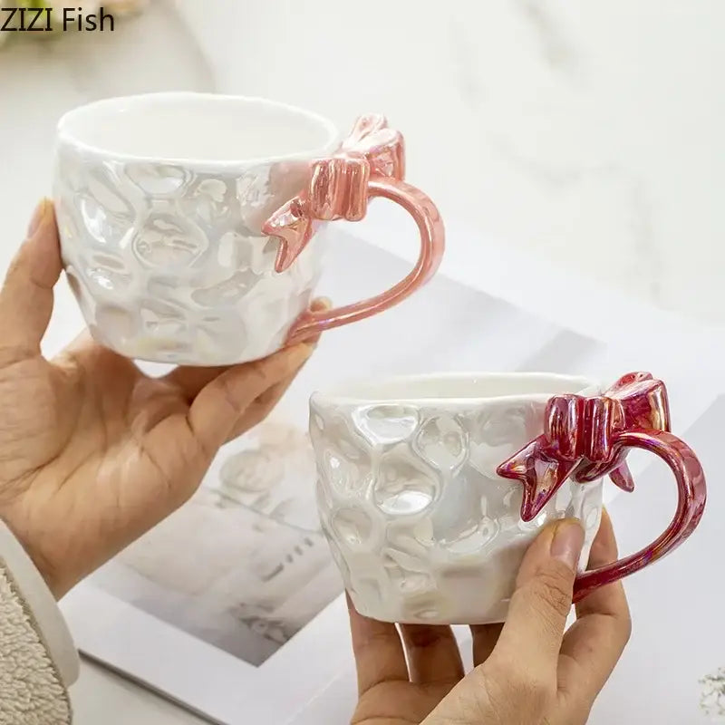 Porcelain Bowknot Mug Set