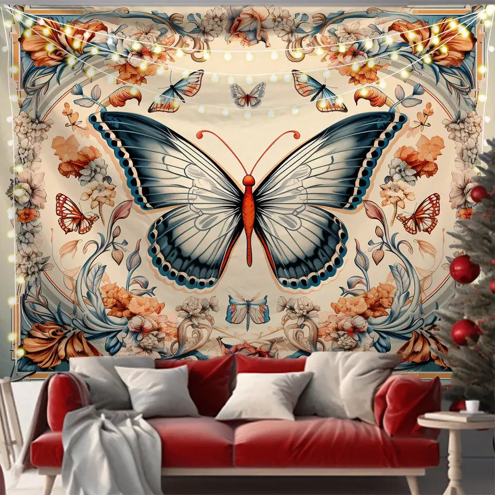 Pink Black Butterfly Tapestry