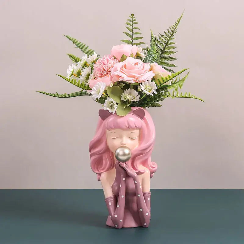 Resin Girl Flower Vase