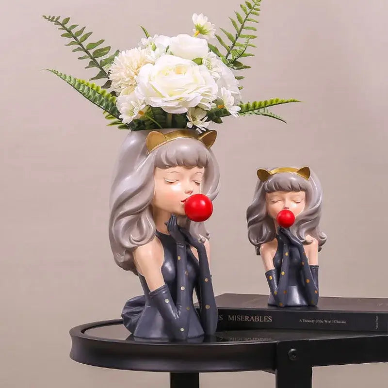 Resin Girl Flower Vase