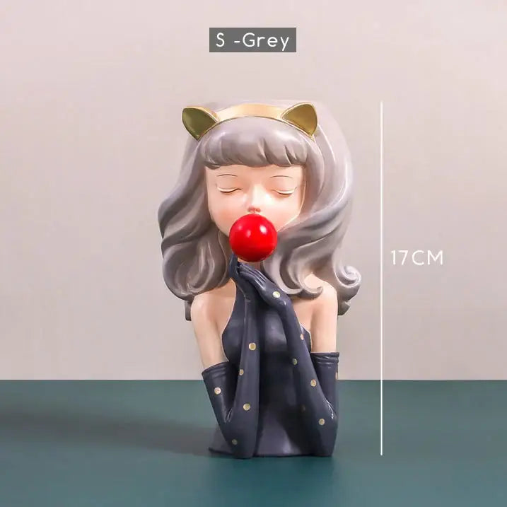 Resin Girl Flower Vase