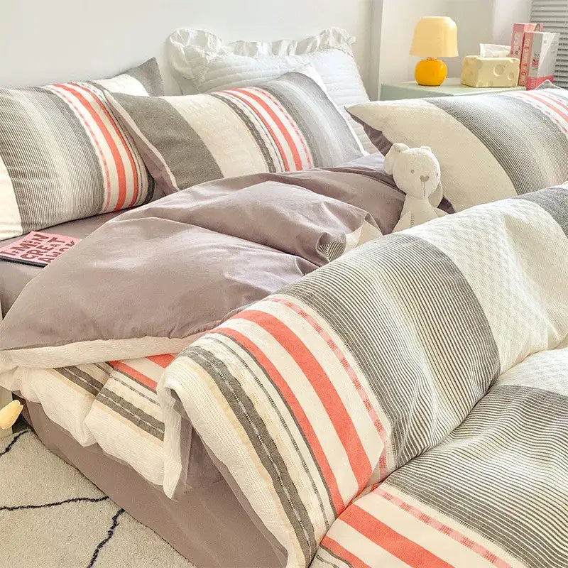 Pink Stripe Jacquard Bedding