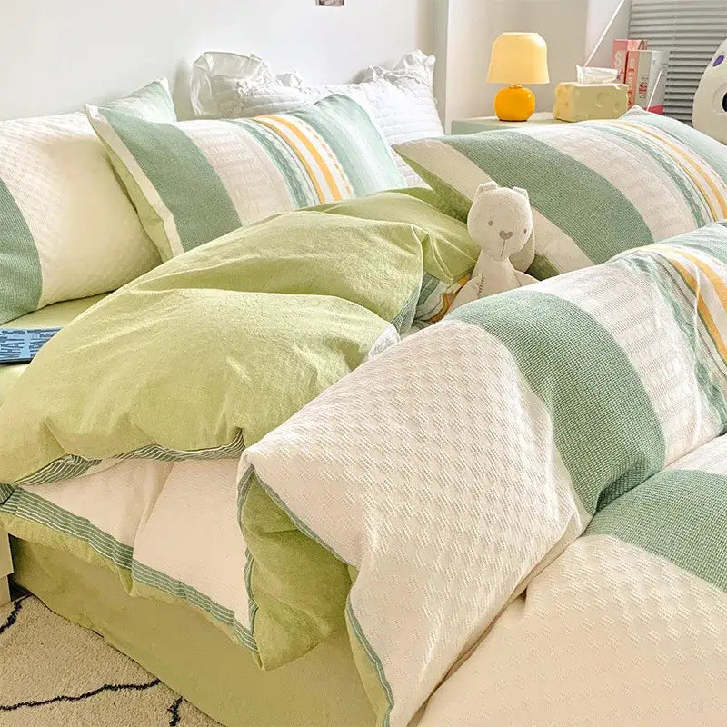 Pink Stripe Jacquard Bedding