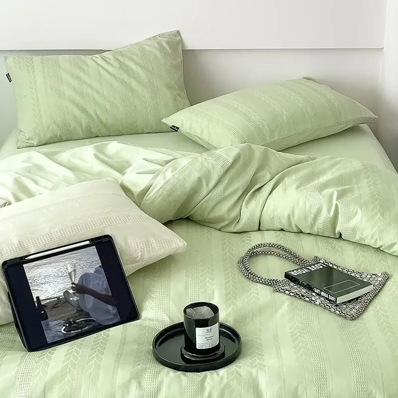Pink Stripe Jacquard Bedding