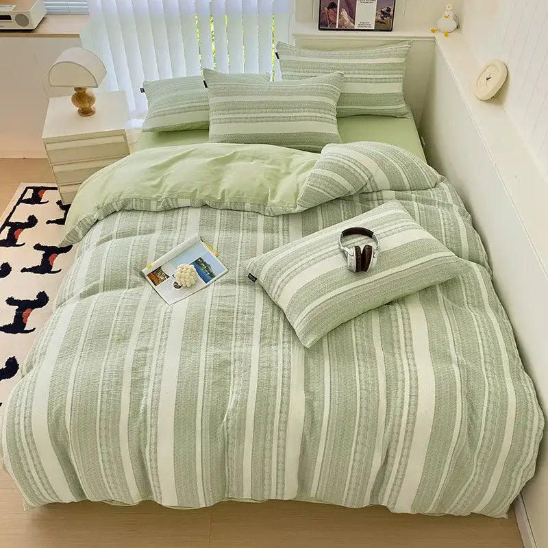 Pink Stripe Jacquard Bedding