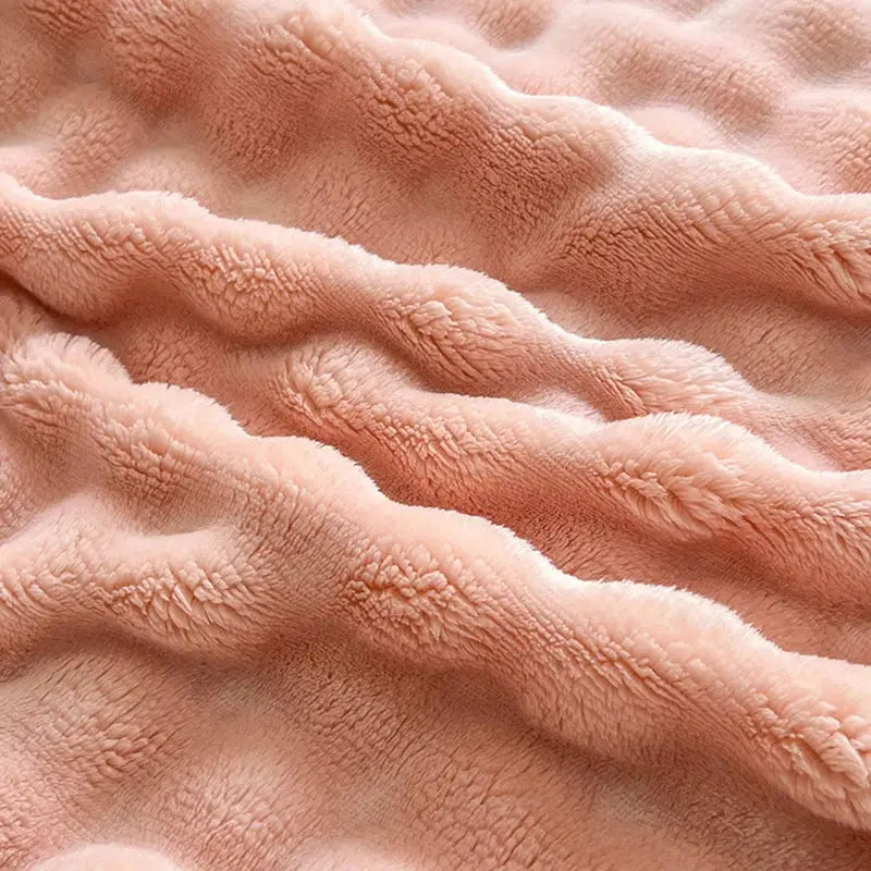 Pink Faux Rabbit-Fur Throw Blanket