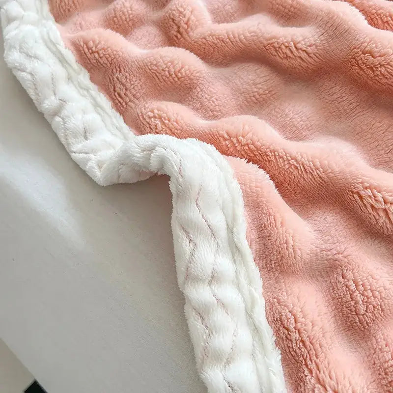 Pink Faux Rabbit-Fur Throw Blanket