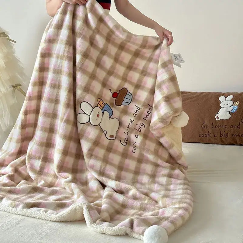 Pink Woolen Patch Blanket