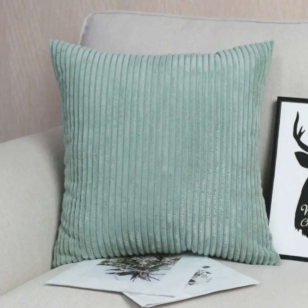 Blue Striped Corduroy Pillow