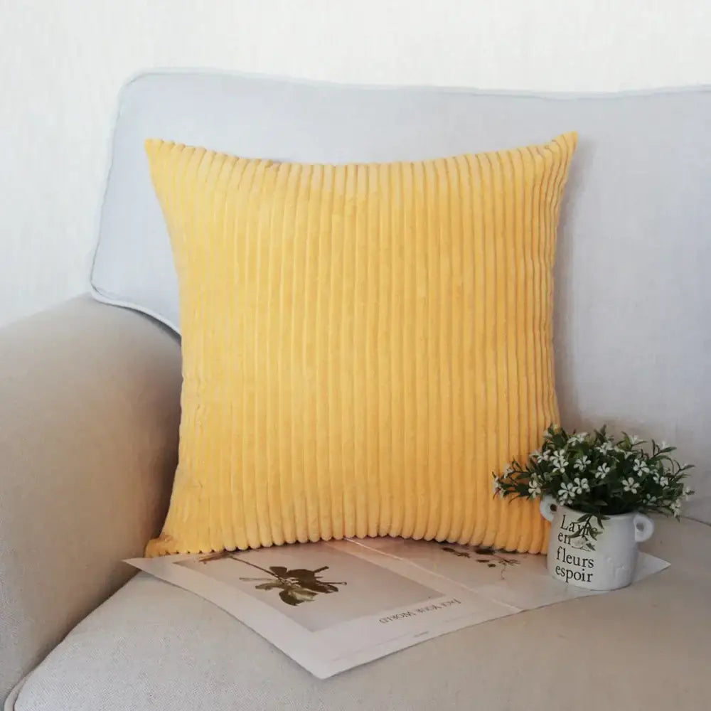 Blue Striped Corduroy Pillow