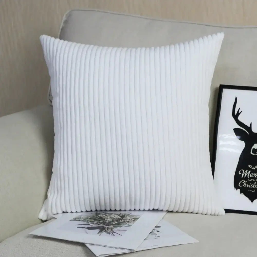 Blue Striped Corduroy Pillow