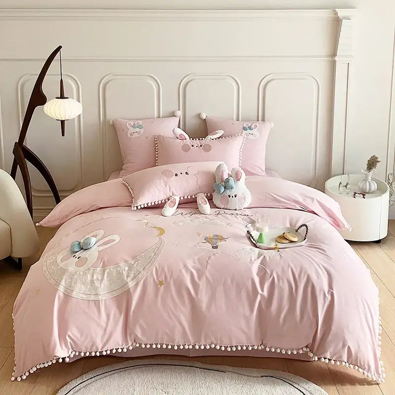 Pink Rabbit Cotton Bedding