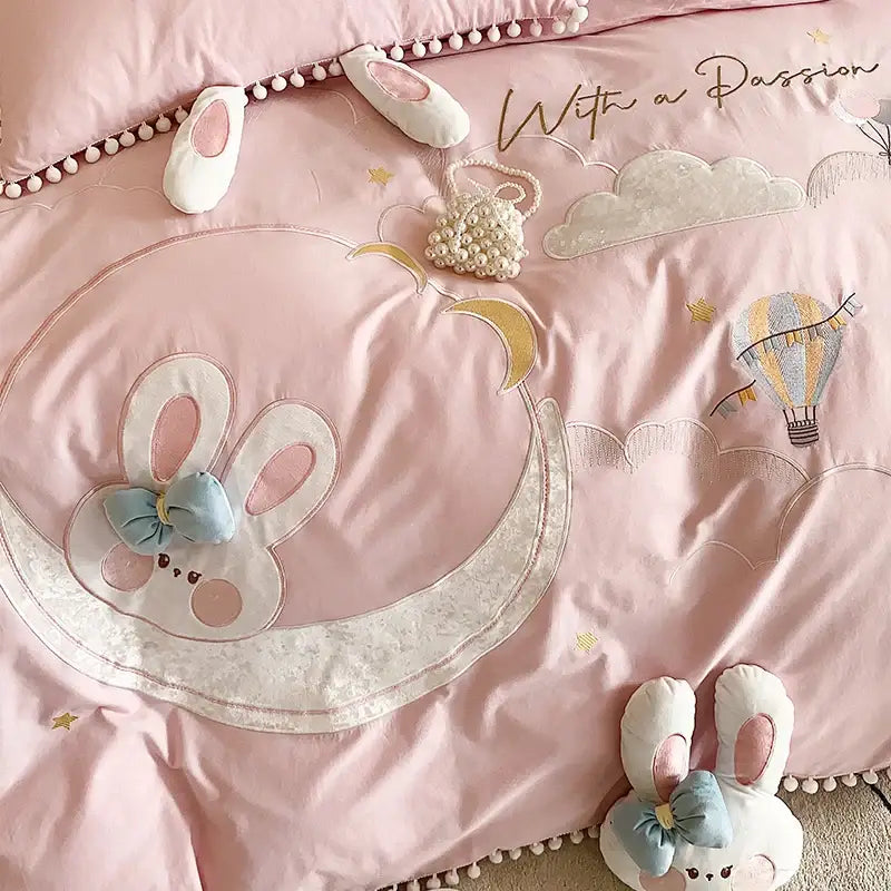 Pink Rabbit Cotton Bedding