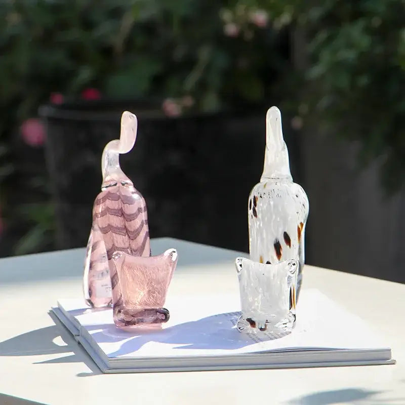 Pink Crystal Cat Figurine