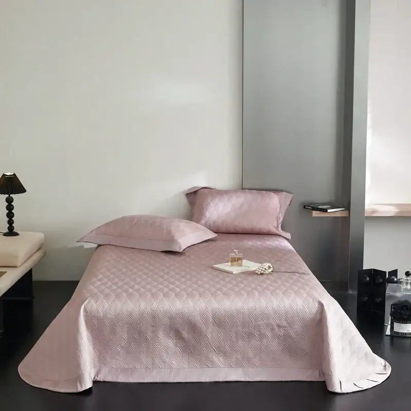 Pink Lyocell Quilted Bedspread