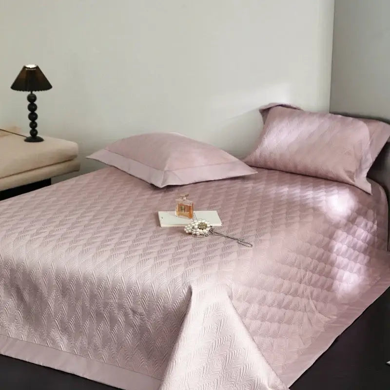 Pink Lyocell Quilted Bedspread