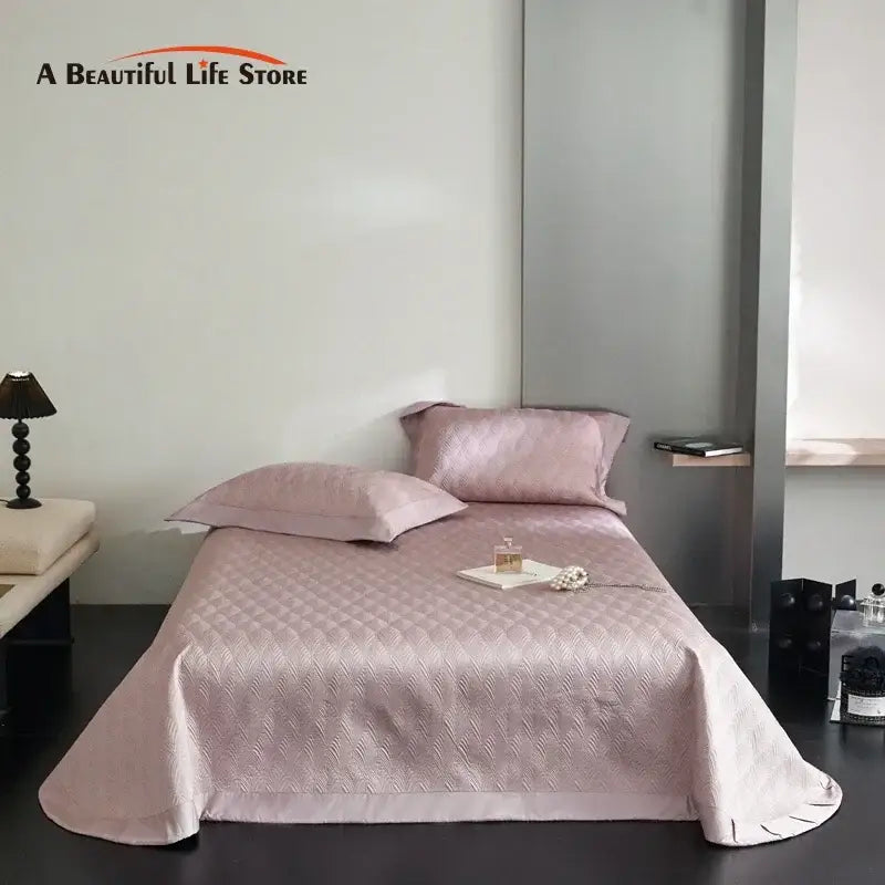Pink Lyocell Quilted Bedspread