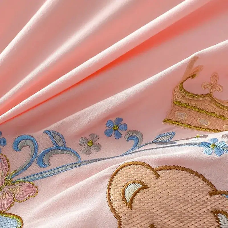 Pink Bear Cotton Bed Skirt