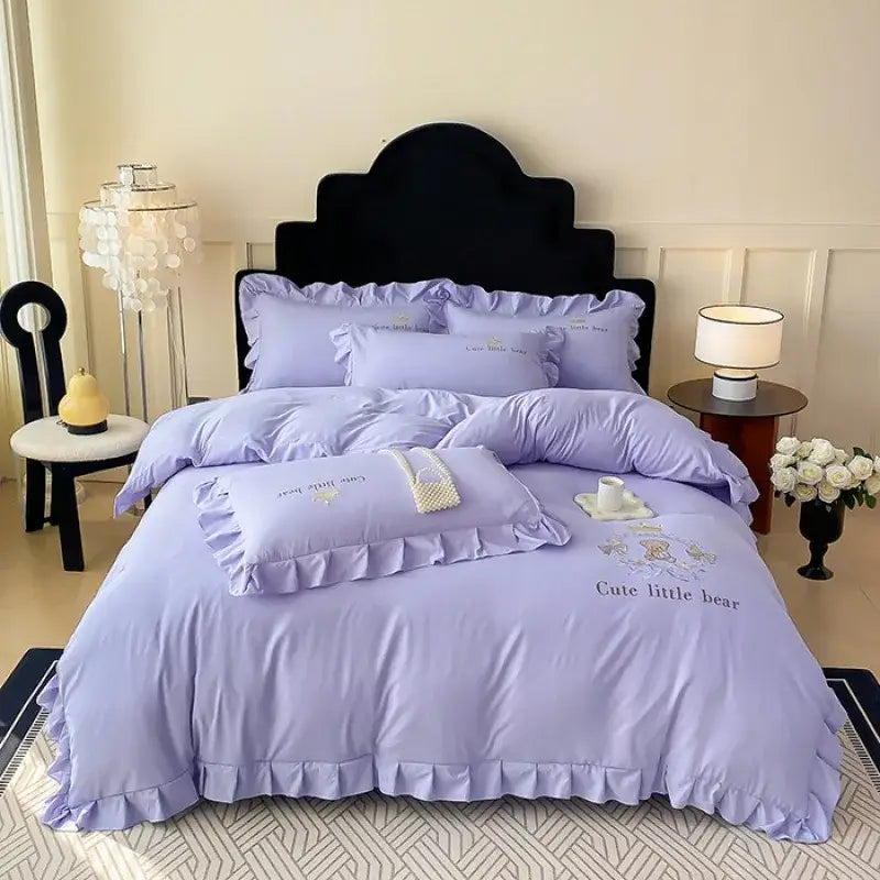 Pink Bear Cotton Bed Skirt