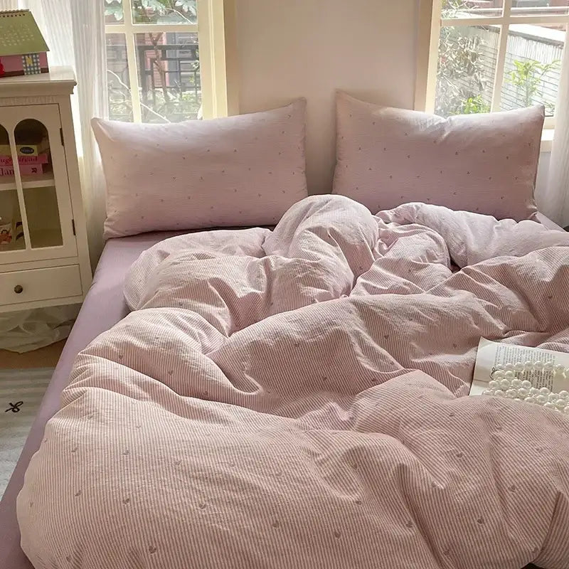 Pink Jacquard Sheet Set