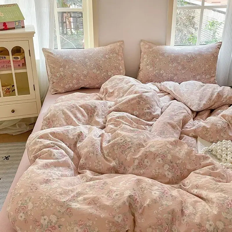 Pink Jacquard Sheet Set